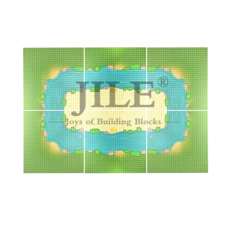 MOC Plate 32x32 Dots Baseplate Sea Ocean Stream Rever Forest Jungle Building Bricks Blocks Assemble Construction Kid Toys