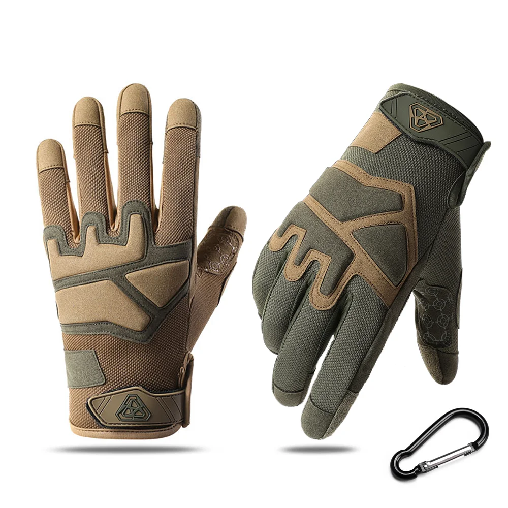 Outdoor Tactical Gloves Men Touchscreen Cycling Gloves With Adjustable Wrist Closure Breathable All-Season Outdoor Sports Gloves
