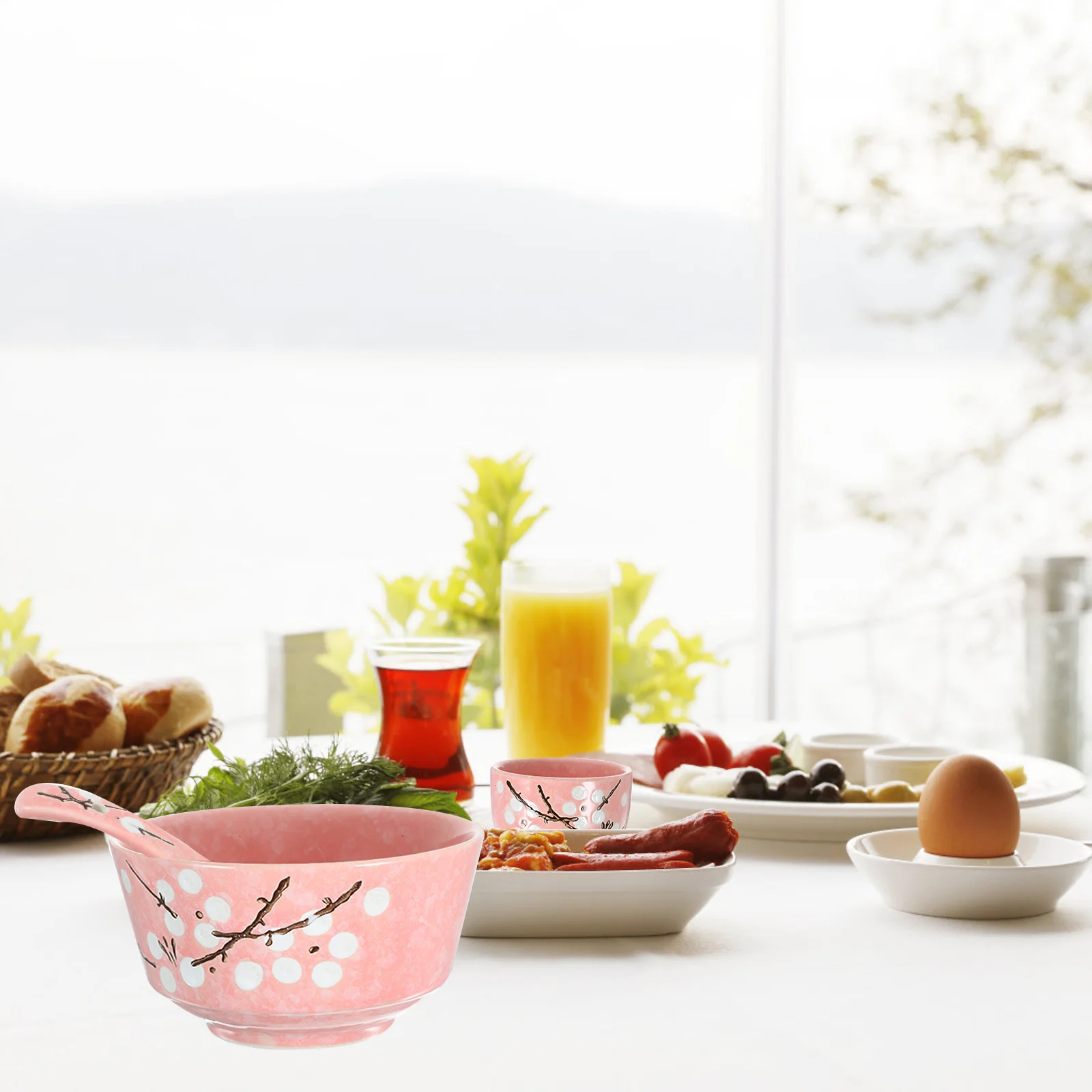 

6Pcs Chic Japanese Ceramic Tableware Set Pink Modern Kitchen Addition High Quality Safe Environmental Protection