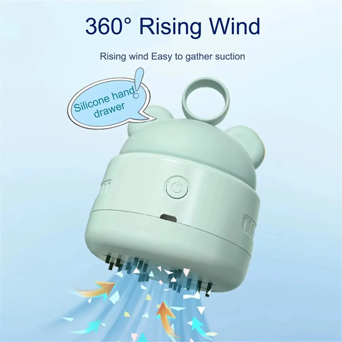 A74G-Cute Desktop Vacuum Cleaner Mini BearHead Ring Vacuum Cleaner for Cleaning Dust Crumbs Apricot Color