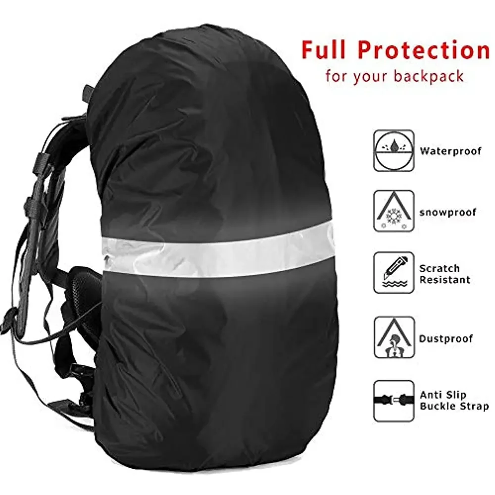 Waterproof Backpack Rain Cover Reflective with Strap Rucksack Cover Upgraded Cross Buckle Hiking Camping Large backpack cover