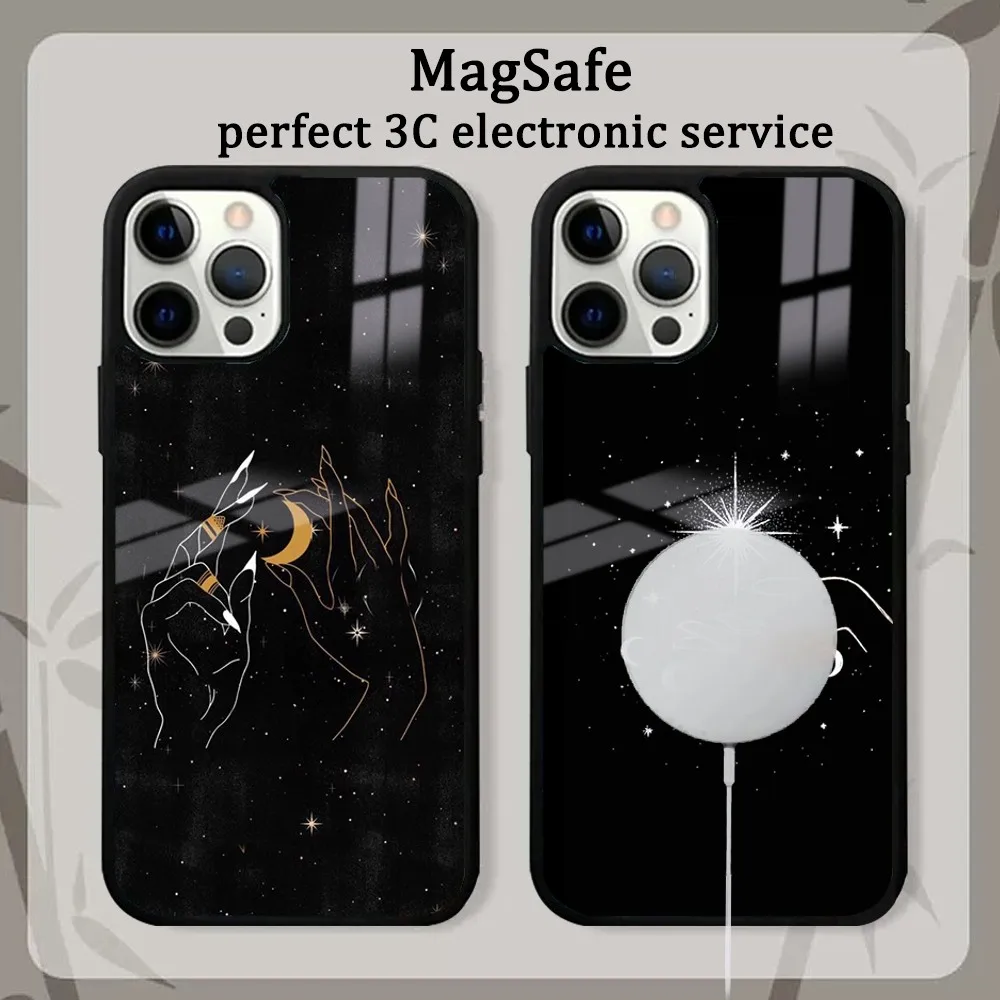 Art C-Celestial H-Hands Art Print Phone Case Magsafe Phone Case For iPhone16 15 14 13 12 11 Pro Max Plus Mini Shockproof Mirror