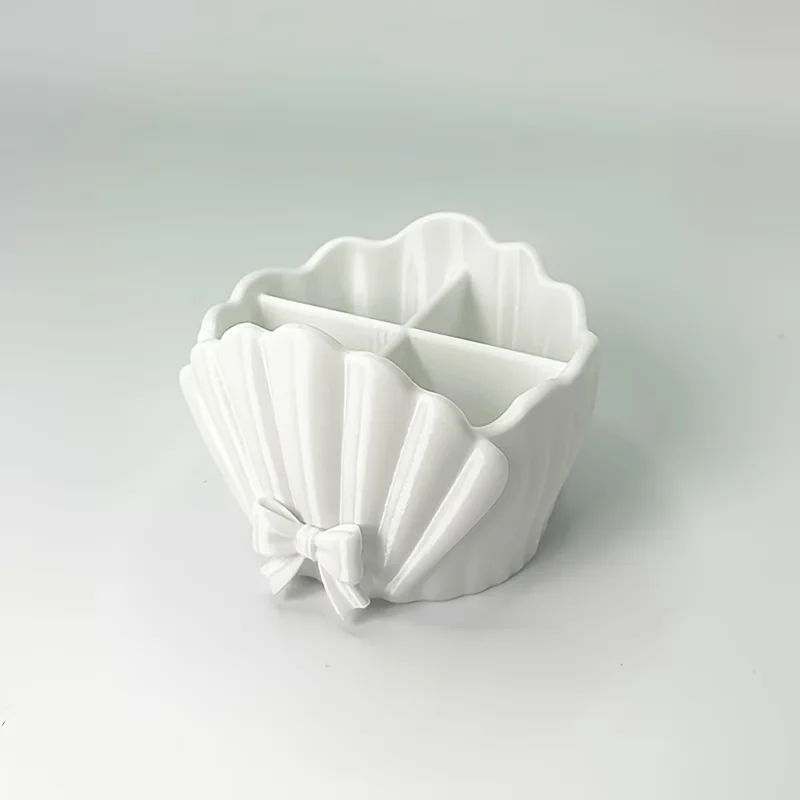 1pc Shell Shaped Four Grid Toothbrush Toothpaste Holder Multifunctional 3D Printing Desktop Storage Box Makeup Pen Basket