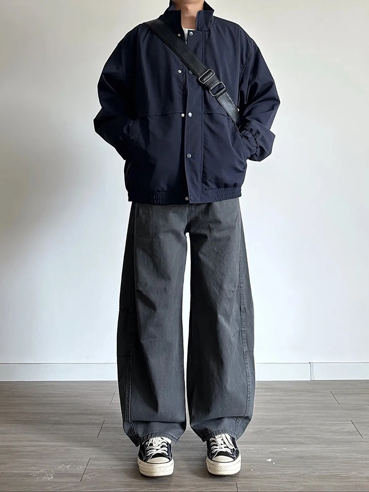 

Мужские рабочие брюки Deep ey Knife: джинсы с высокой талией, прямые, свободные, широкие штанины, повседневные, удобные, осенние