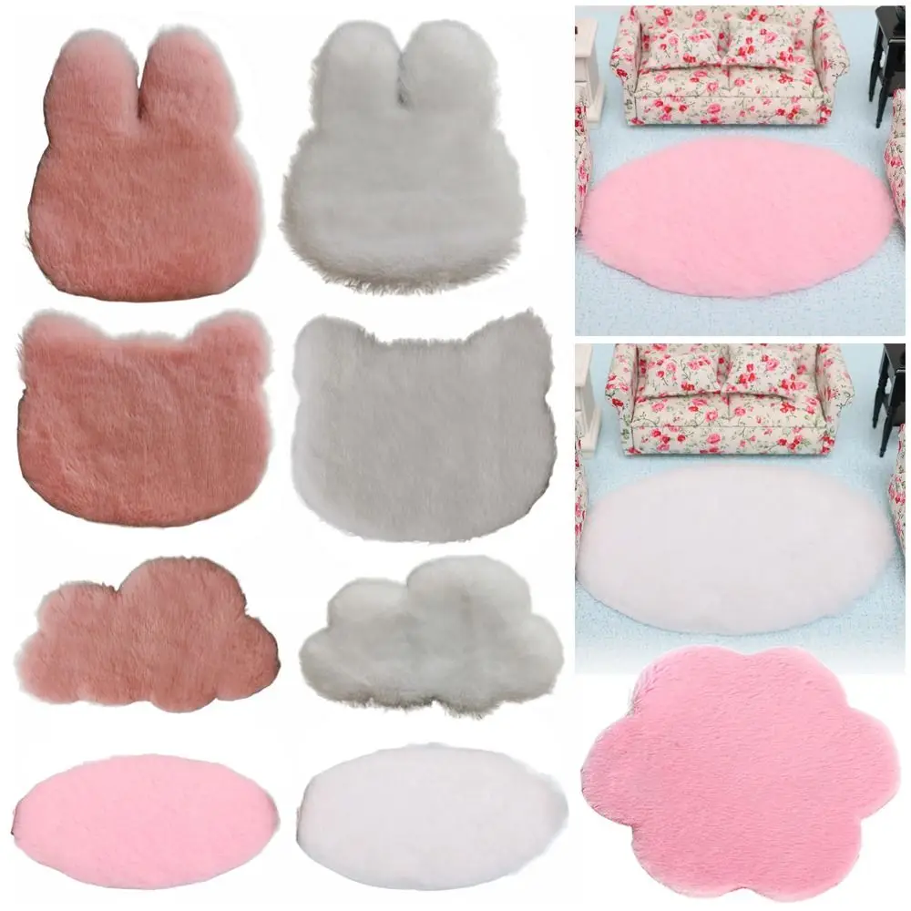 1/12 escala casa de bonecas tapete de pelúcia acessórios boneca jogando casa em miniatura peludo foto adereços decoração mini tapete