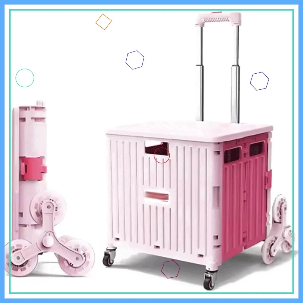 

45L Portable Folding Shopping Cart with 360° Wheels, Lightweight Trolley for Travel & Groceries