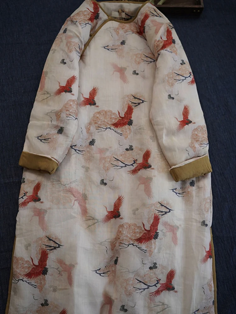 

Thiened Cotton Coat Women's New Chinese Sle Reformed Silk Cotton Winter Vintage National Sle Side Bu...