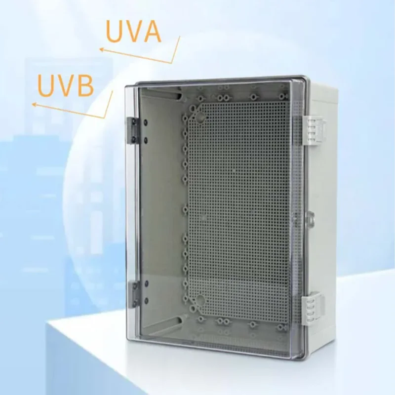 

IP66 Waterproof Electronic Box Gray/Transparent Cover Outdoor Distribution Enclosure Case with Hinge for Instruments PC Plastic