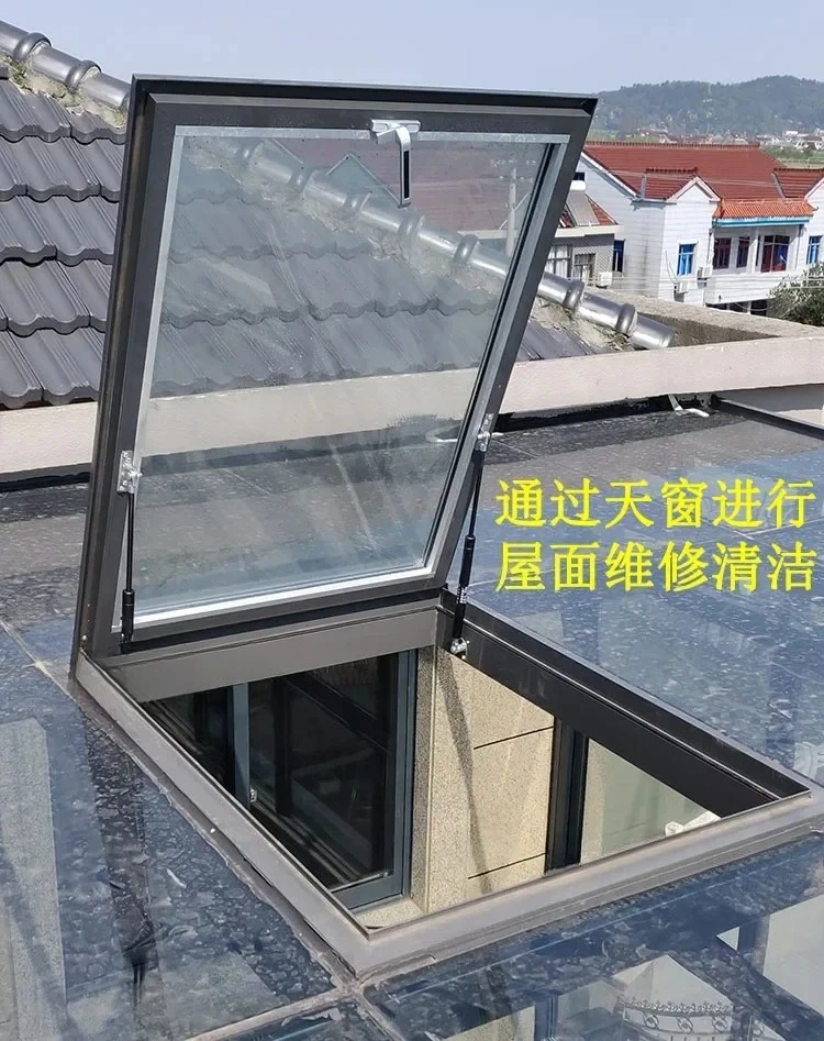 Sun room glass room maintenance upper manhole flat roof aluminum alloy inclined roof skylight custom transformation