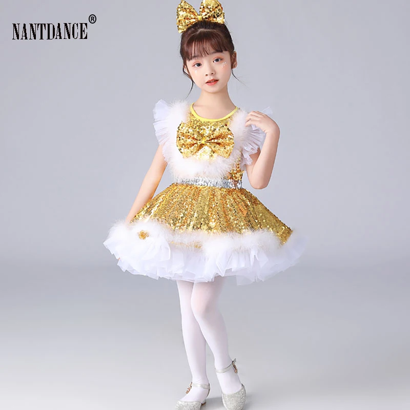 Sequins Dance Dress Girls Kids Dance Costume Girl Kids Dance Outfit Cheerleader Costume Dancewear Dance Wear Girls