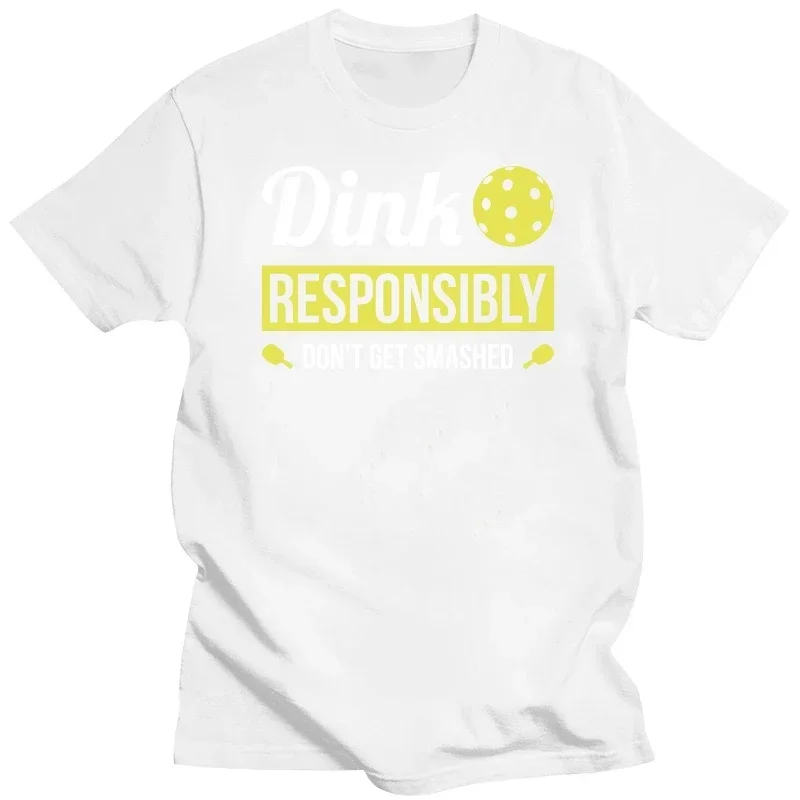 Summer Short Sleeve Tees Gift Idea Clothing Vintage Dink Responsibly Funny Pickleball T-Shirts for Men Round Neck Cotton T Shirt