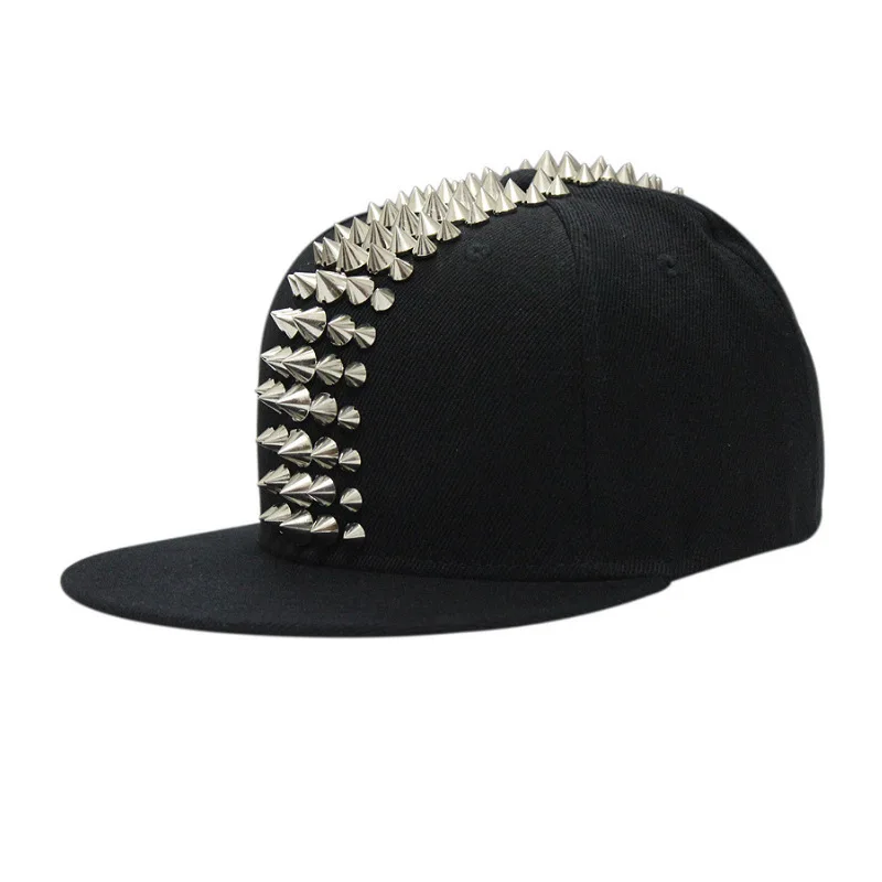 Hip Hop Street Dance Cap Five Rows Of Plastic Rivets Flat Brim Caps Bboy Baseball Cap Flat Hat Hot My Cap Men Hats