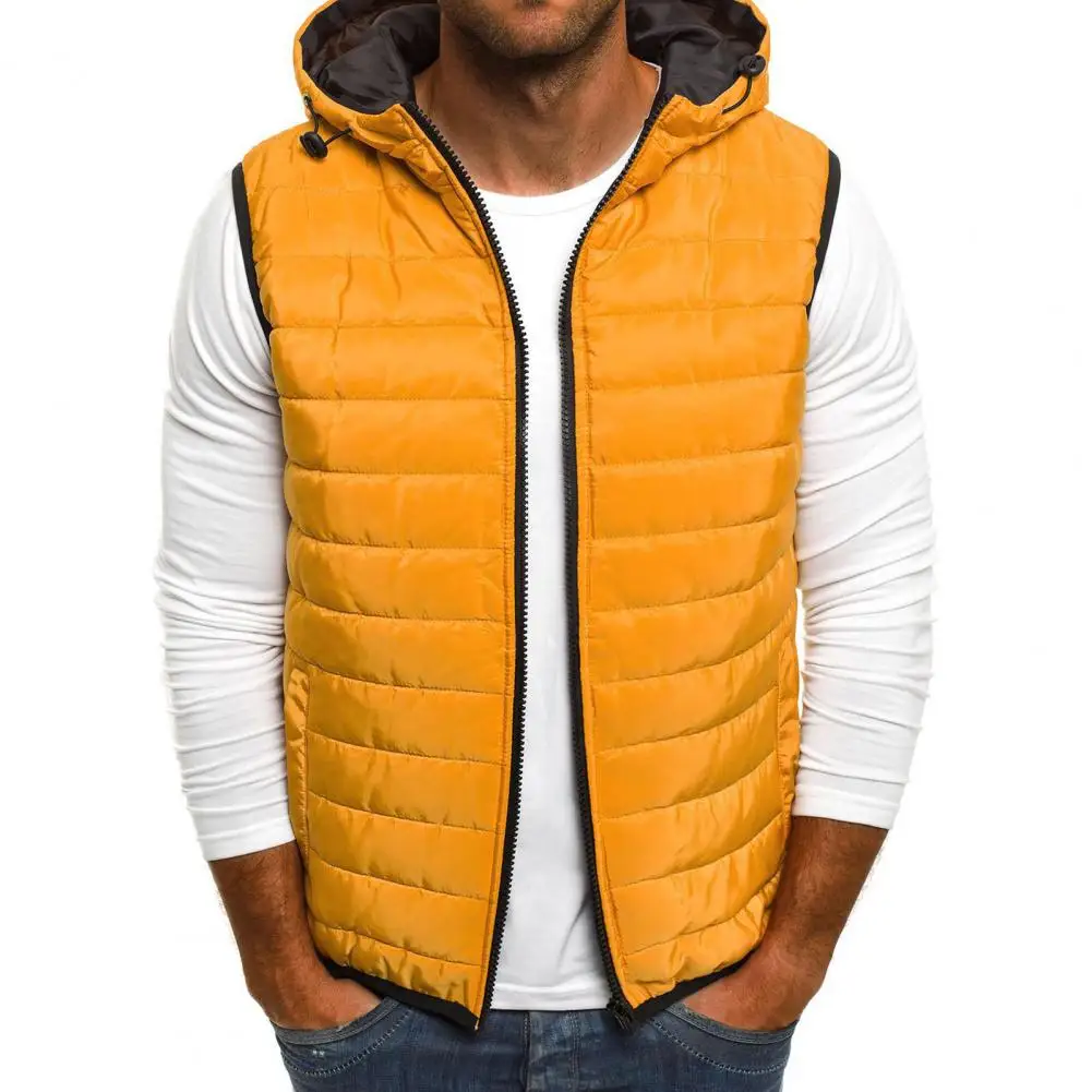 

Hooded Men's Vest Jacket Sleeveless Zipper Casual Vest Padded Waistcoat Utumn Winter Warm Stand Up Collar Oversize Spring Vest