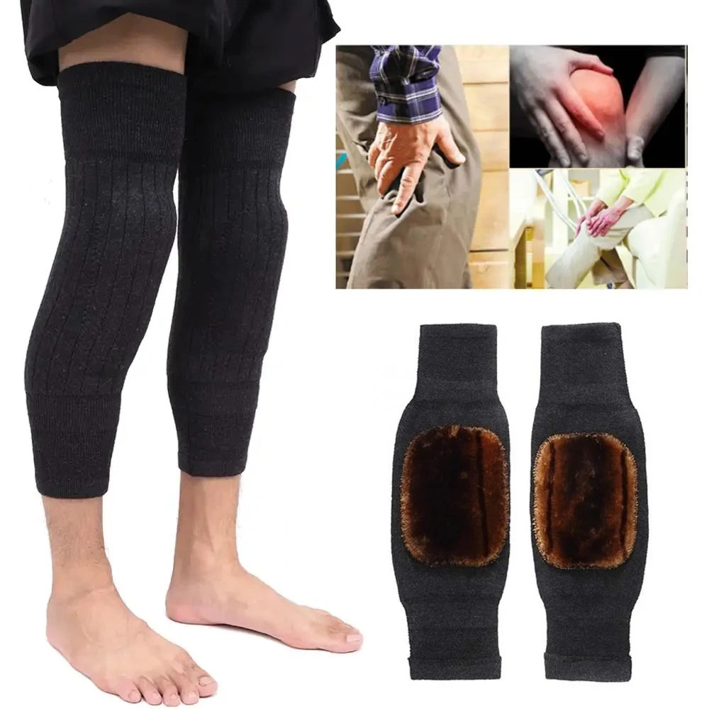 BYEPAIN 1Pair Unisex Cashmere Wool Knee Brace Pads Winter Warm Thermal Knee Warmers Sleeve for Women Men