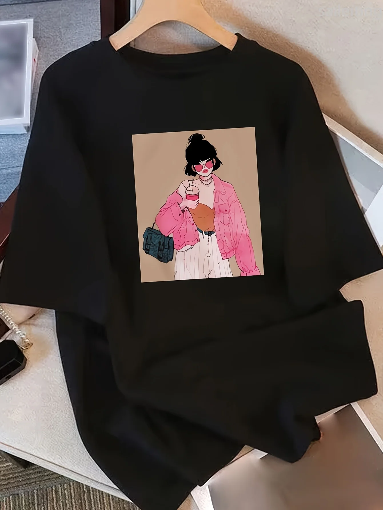 

Женская летняя повседневная футболка с рукавами 2025, топ с круглым вырезом и уникальным художественным принтом, уличная одежда в стиле Харадзюку, дышащие топы