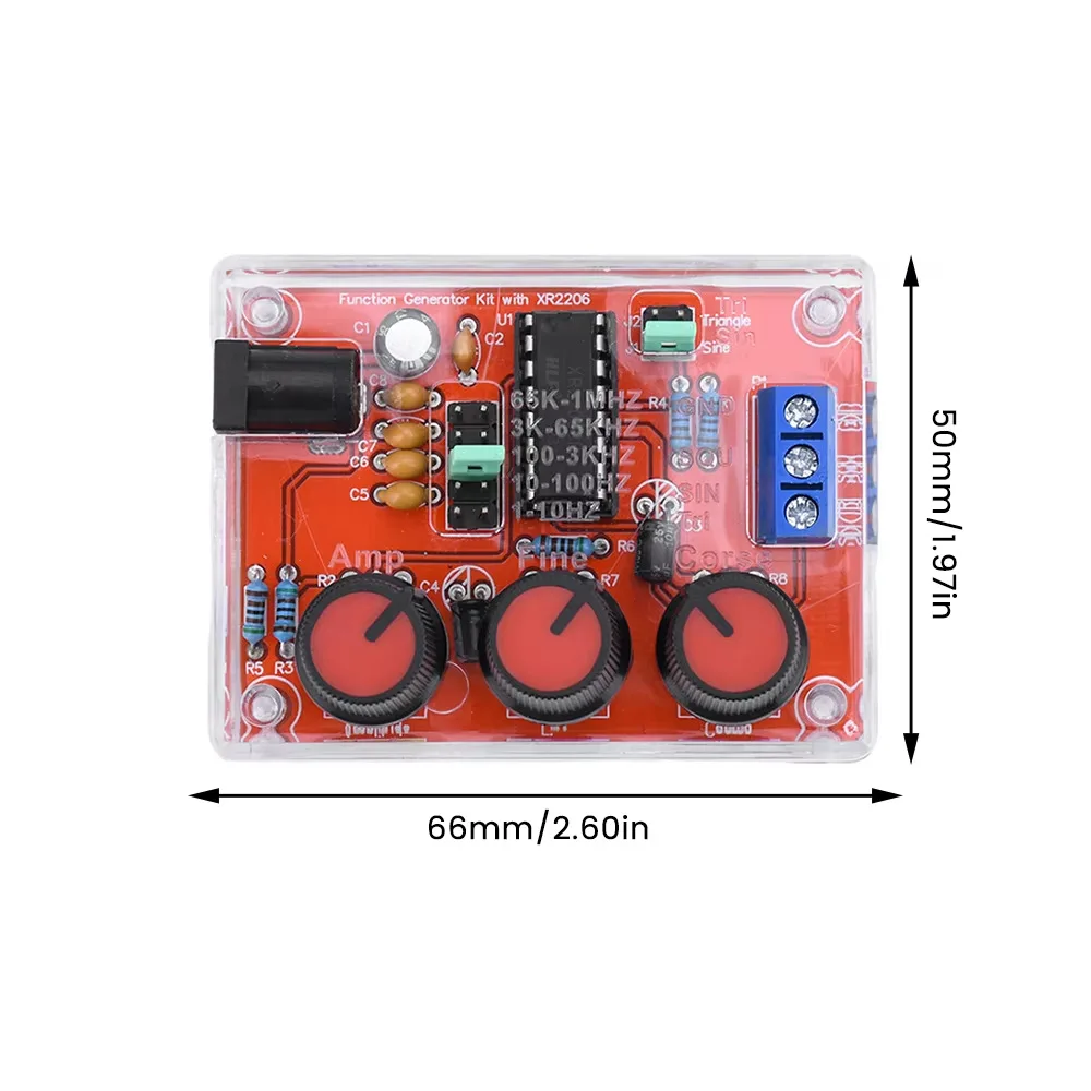 XR2206 High Precision Function Generator DIY Kit with Case 2206CP Sine Square Triangle Wave for Electronics Lab