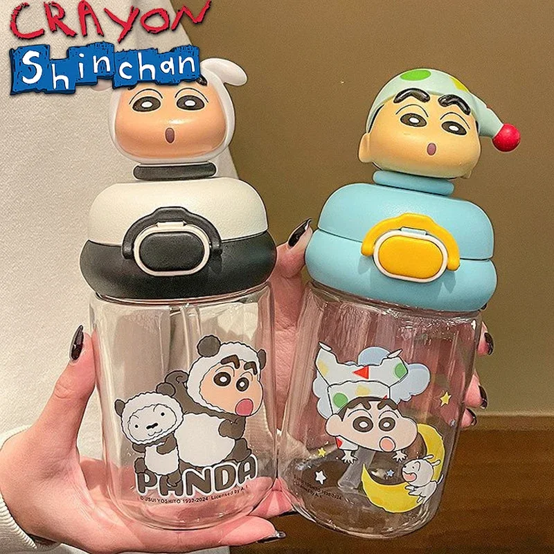 500ML Crayon Shin-chan Kawaii Water Bottle Tritan 3D Cute Sport Plastic Sippy Cup Poratable Drinkware Leakproof Bottles Cups New