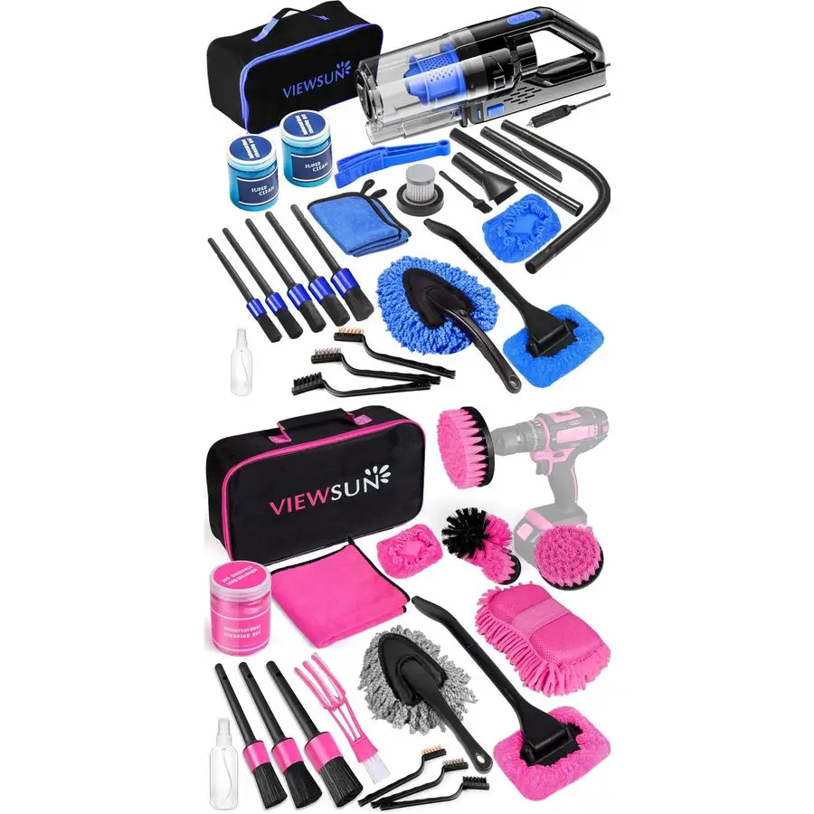Car Cleaning Kit, Car Interior Detailing Kit with High Power Handheld Vacuum, Detailing Brush Set, Windshield Cleaner, Cleaning