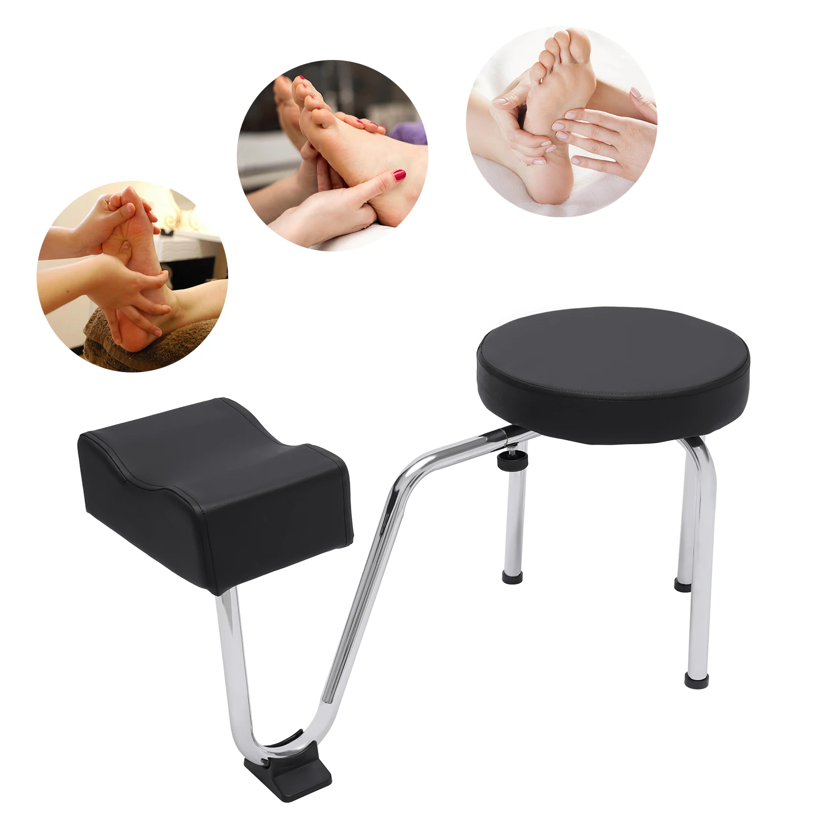 Tattoo Salon Beauty Pedicure Manicure Chair Nail Stool Freestanding Footrest Seat Work Bench Stool, Adjustable Footrest