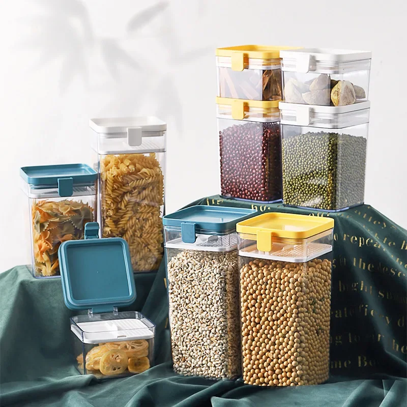 500/1000/1600ML Food Storage Container Plastic Kitchen Refrigerator Noodle Box Multigrain Storage Tank Transparent Sealed Cans