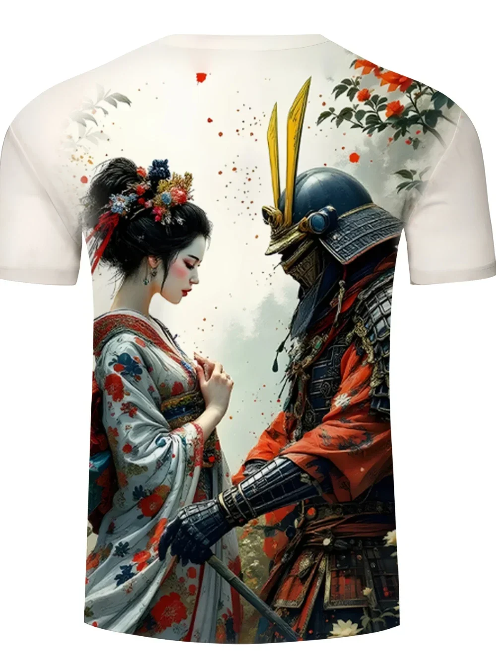 

Men's 3D Printed T-Shirt Japanese Geisha and Samurai Art Light Breathable Casual Crew Neck Summer T-Shirt Urban Fashion Street