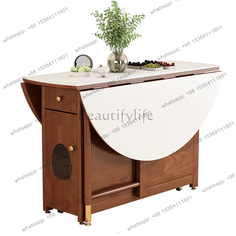 

Slate solid wood folding dining table Small apartment medium and ancient style storage household