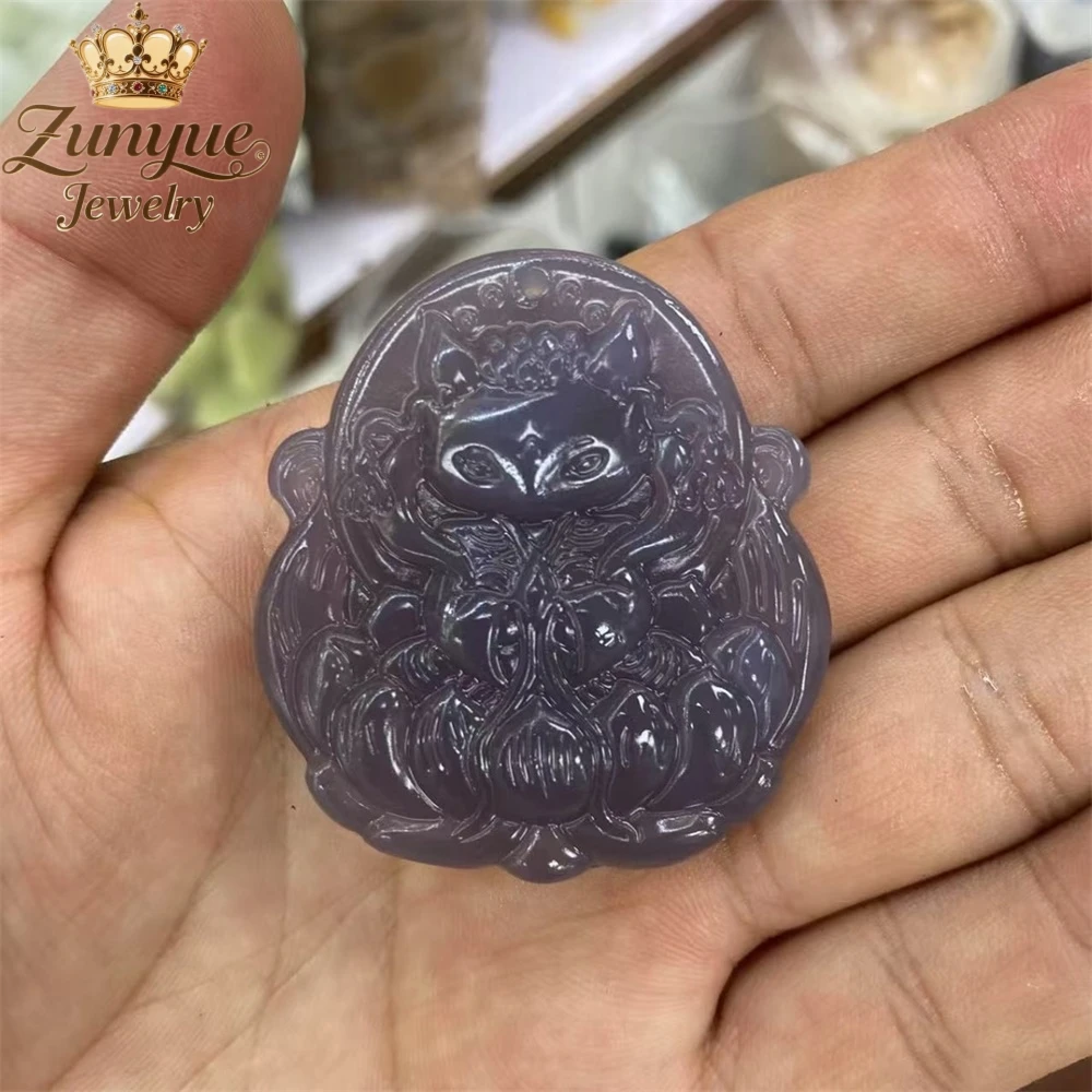 Natural Hetian Green And White Jade Nine-Tailed Fox Pendant Luxury Quality Jewelry Fashion Jewelry Charms Exquisite Elegant Gift