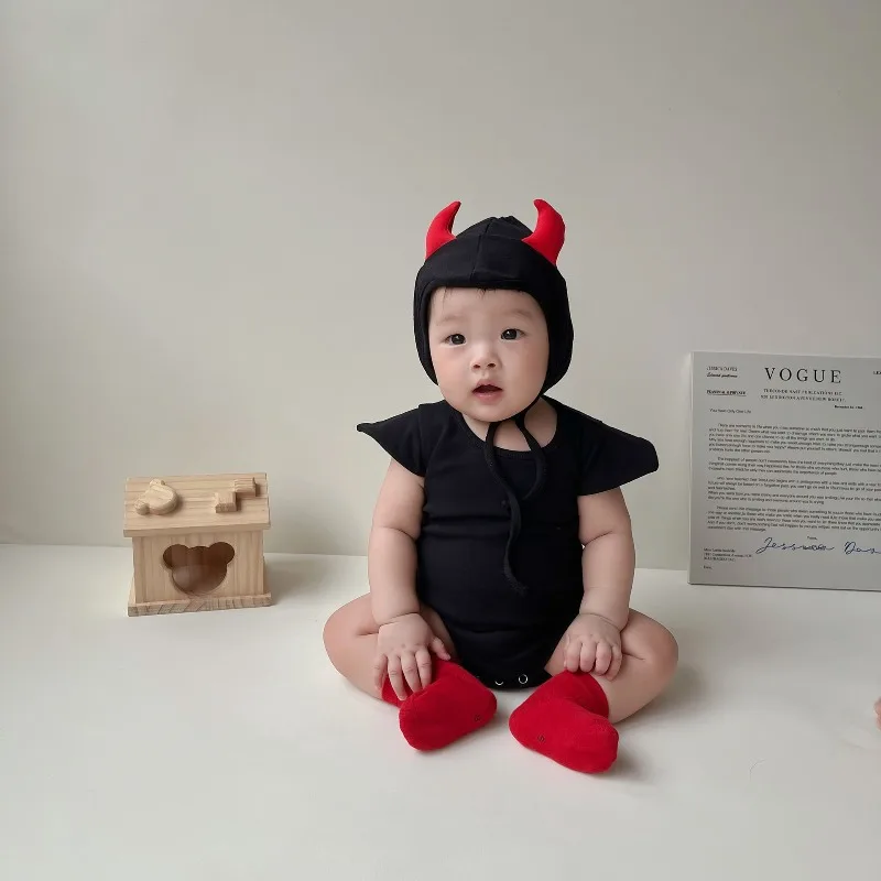 Nuevo Body de Estilo Coreano para Bebé Niña y Niño, Disfraz de Halloween con Temática de Pequeño Diablo, Ropa para Recién Nacidos