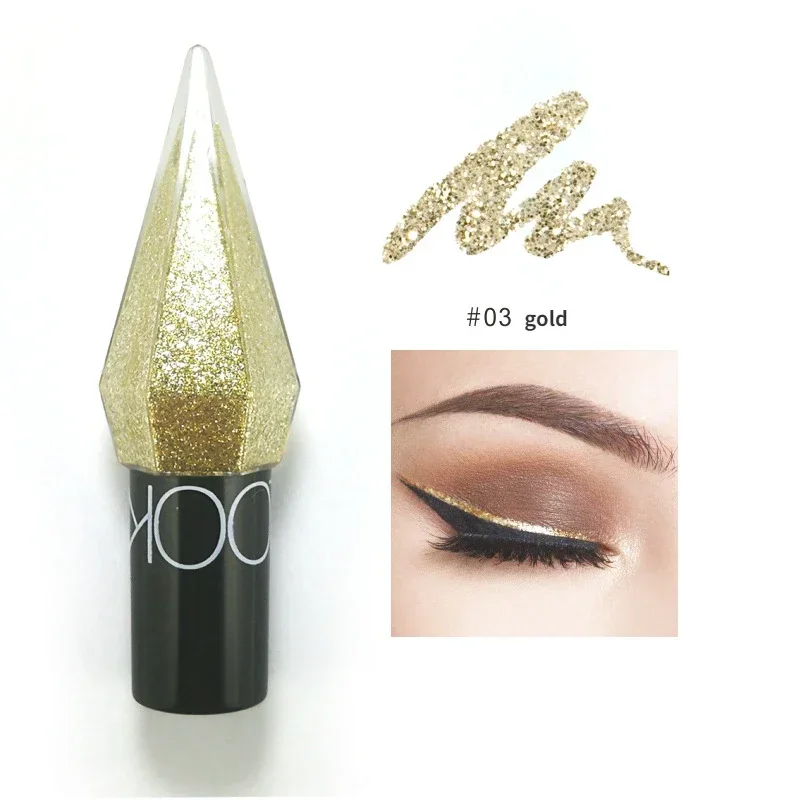 Pearlescent Diamond Eye Shadow Liquid 5-color Sequins Eye Shadow Eyes Make Up Smooth Mini Fine Brush Eyeliner Shine and Head