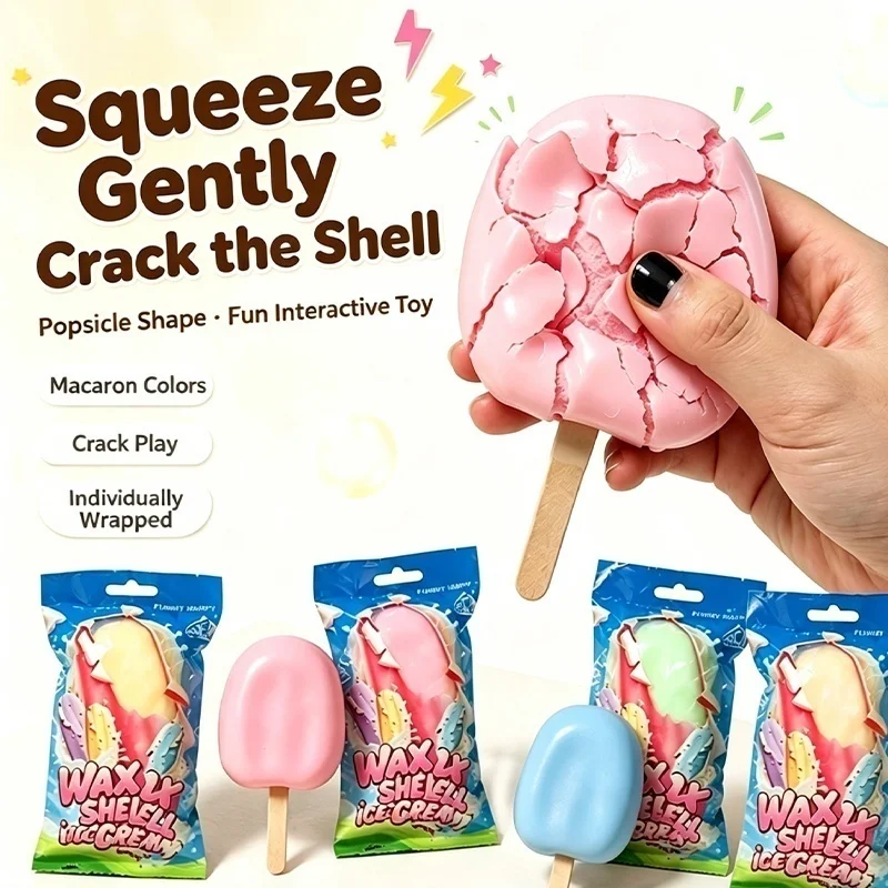 Chocolate Ice Cream Fidget Toy Wax Crisp Squeeze Shell Crackable Crunch ASMR Noise Stress Anxiety Relief Vent Sensory Play Toy