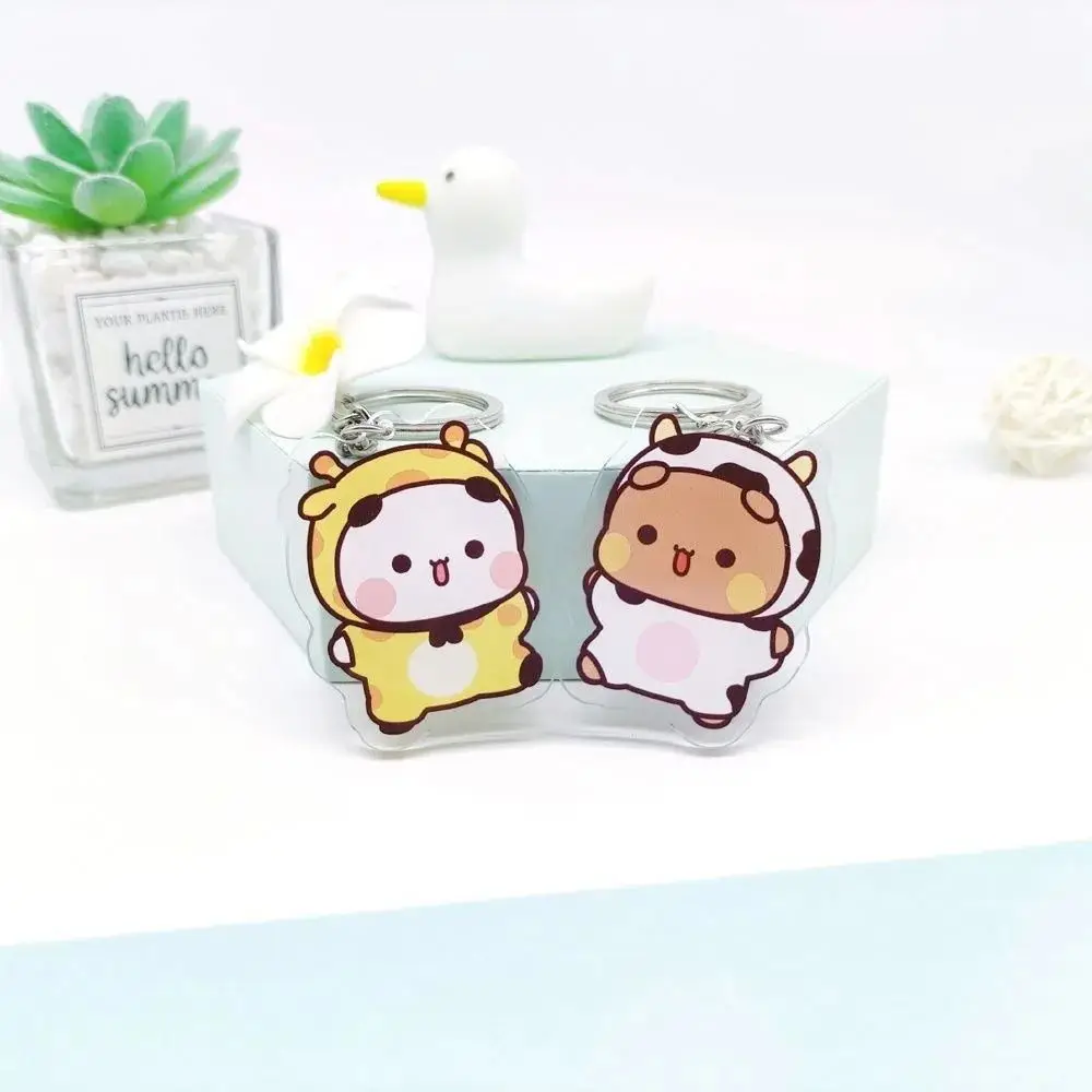 Cute Cartoon Bubu Dudu Panda Bear Pendant Keychain Holder Key Chain Car Keyring Mobile Phone Bag Hanging Jewelry Kids Gifts