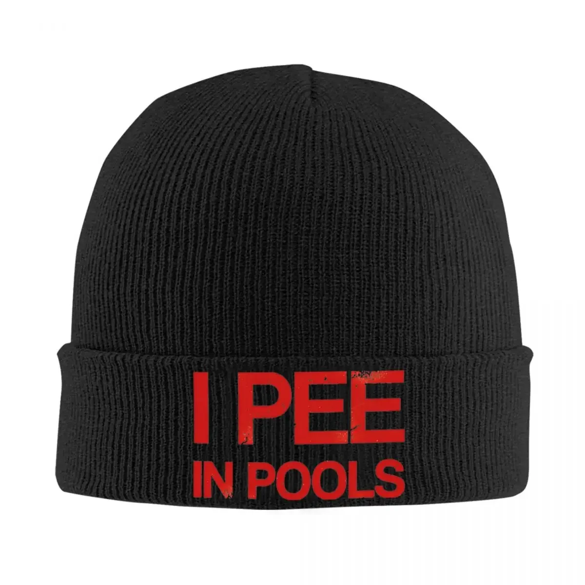 I Pee In Pools Hat Autumn Winter Skullies Beanies New Sayings Meme Satire Funny Joke Cap Men Women Acrylic Bonnet