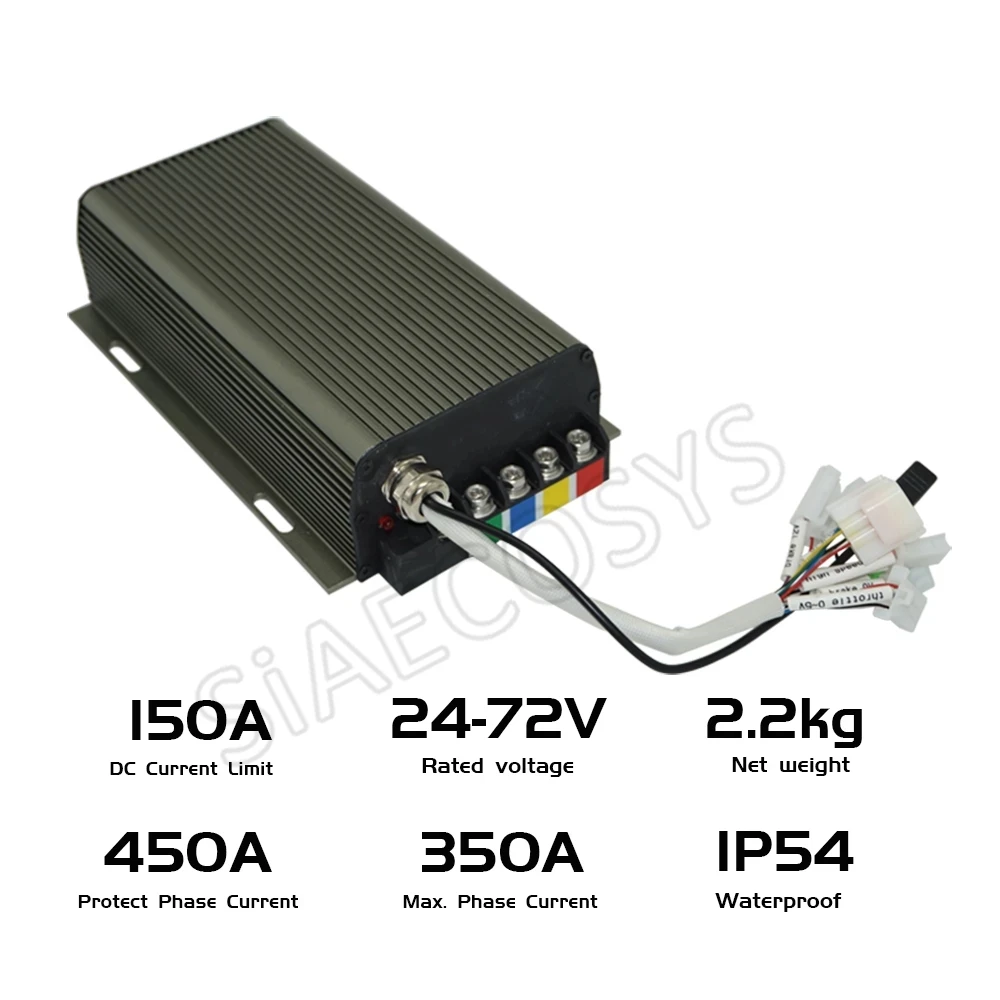 Sabvoton-controlador de onda sinusoidal SVMC72150, 72v, 150A, para Motor de cubo BLDC de 3000w y 4000w, para patinete eléctrico y bicicleta eléctrica