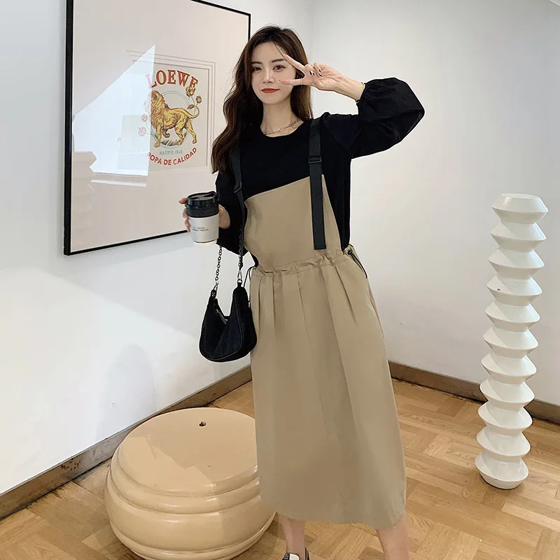 Real Shot Summer New Mid-Length Western Fashion Two-Piece Suit Tooling Style Suspender Dress for Women-Border