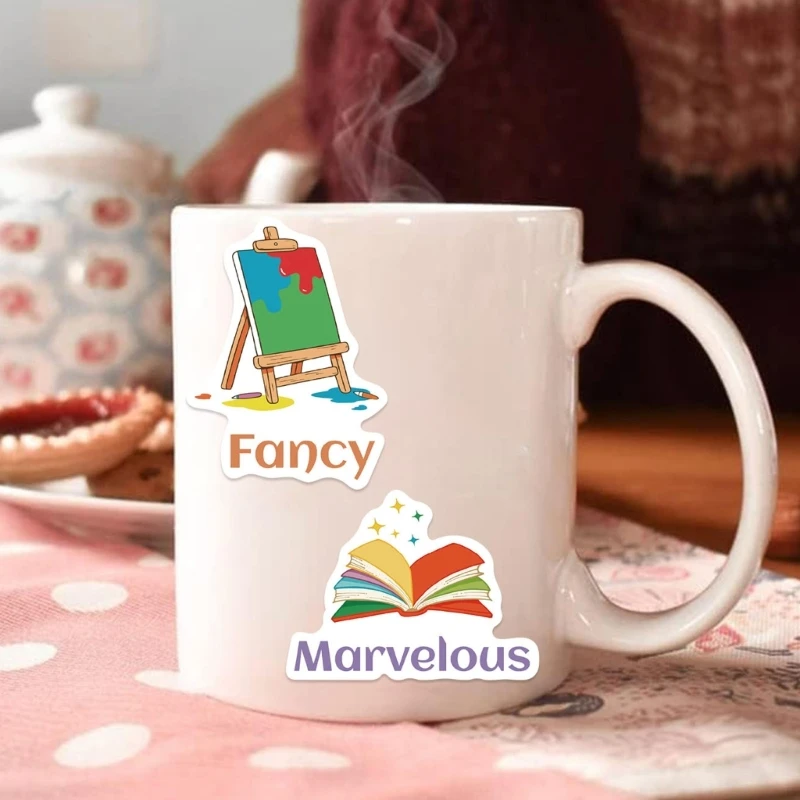 

Красочные мультяшные мотивационные наклейки, этикетки, многоразовые клейкие украшения, безопасный материал из ПВХ, школьные 50x