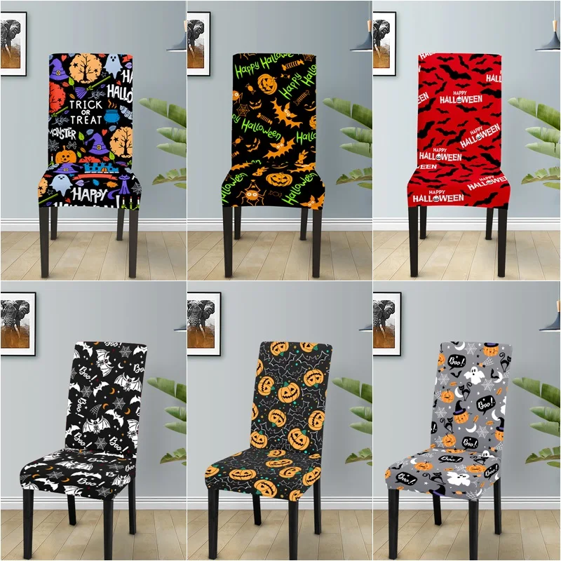 Halloween Chair Cover Stretch Dining Chair Slipcover Parsons Halloween Chair Protector Cover for Party Dining Room Hotel Kitchen