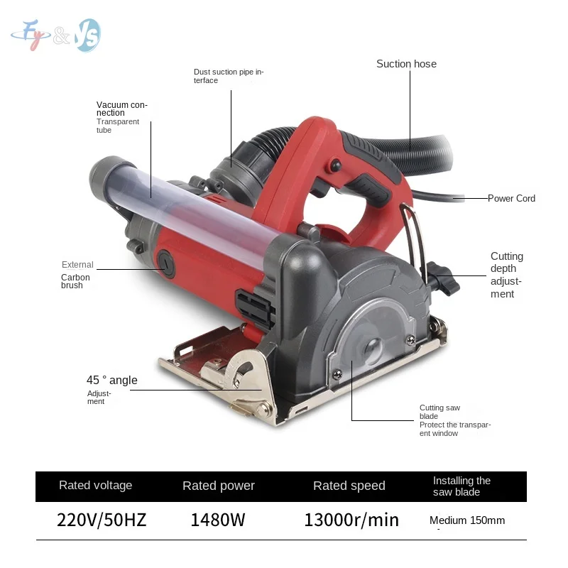 Portable Electric Circular Saw–Multifunctional Woodworking Cutter with Dust Suction&Removal,for Wood/Gypsum Board Cutting