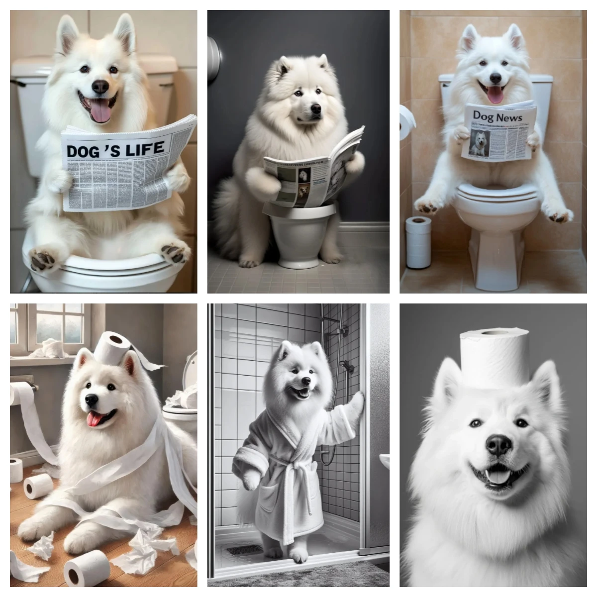 Funny Samoyed Bathroom Wall Art Full Square 5D Diy Diamond Painting Animal Pet Love Portrait Cross Stitch Diamond Mosaic