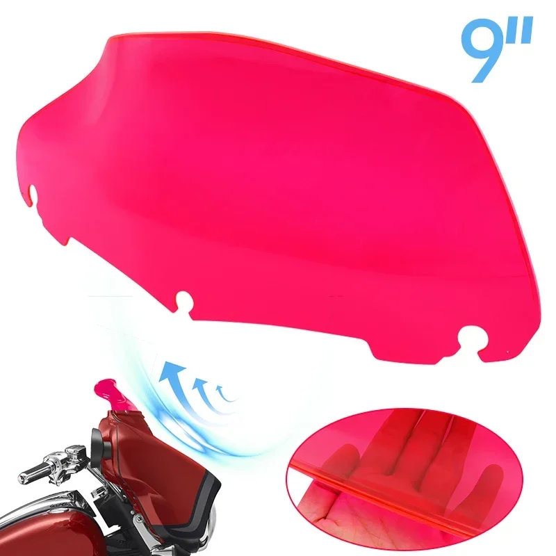 

Red 9" Motorcycle Wave Windshield Windscreen Fairing Wind Deflector For Harley Road Glide Ultra Custom FLTRU FLTR FLTRX 14-23