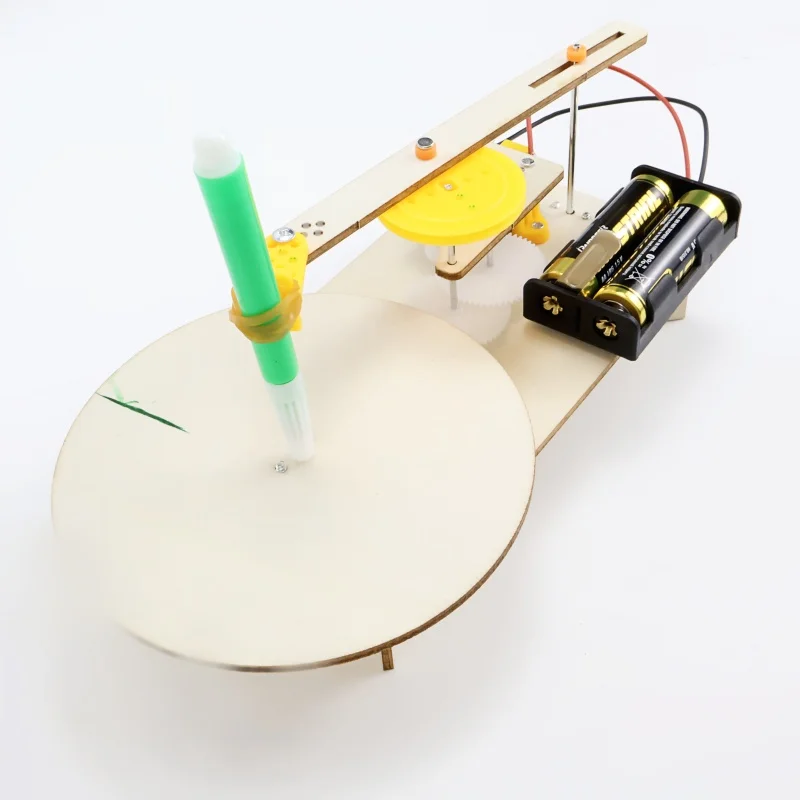 DIY Creative Wooden Electric Plotter Drawing Robot STEM Kids Model Automatic Painting Science Electronics Kits Experiment