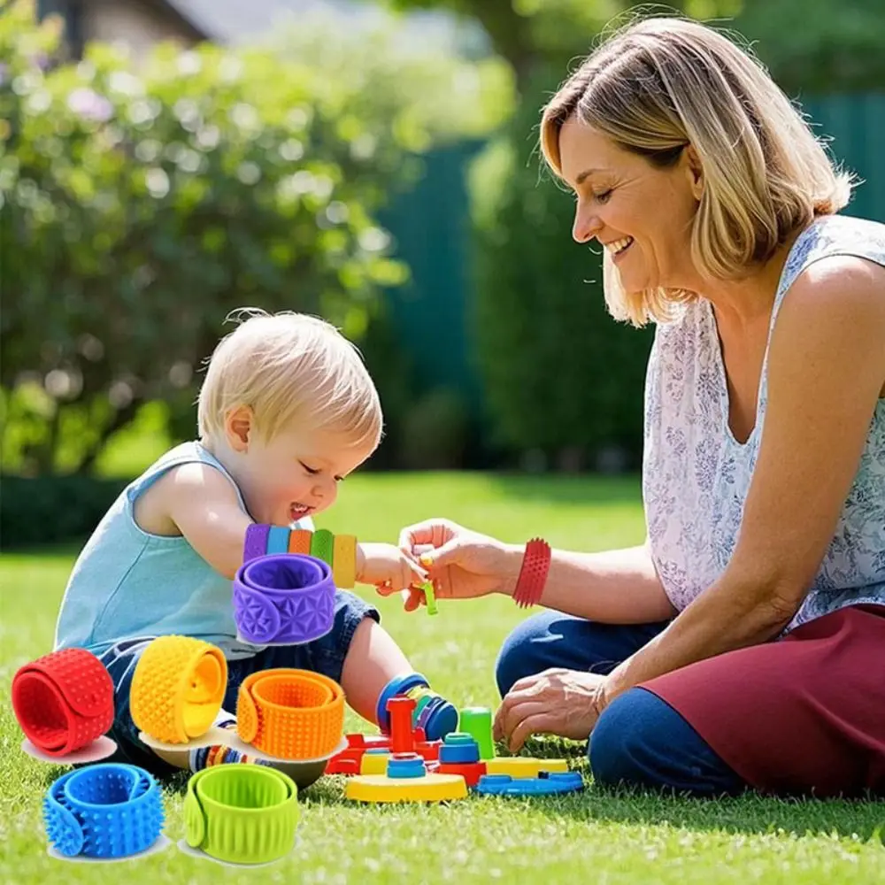 

6 шт., силиконовые браслеты в виде хлопка для рук, браслеты с поверхностным покрытием, сенсорные текстурированные браслеты, портативные забавные браслеты