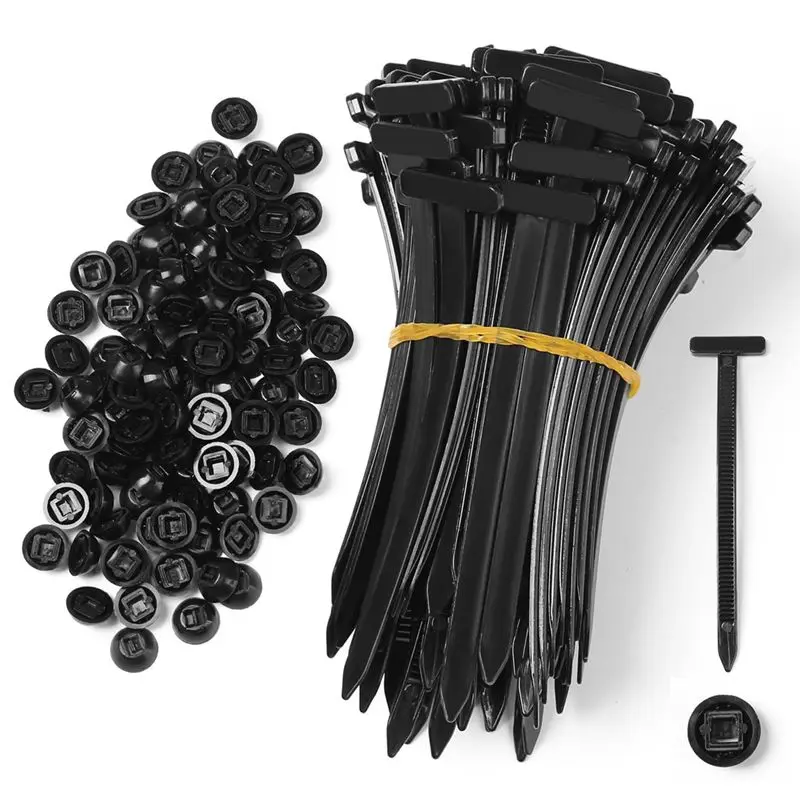 A73Q-Universal Cable Tie Buckle 100Pcs PP Zip Ties Double-Sided Buckle& Button Design For Car For Daily Repair