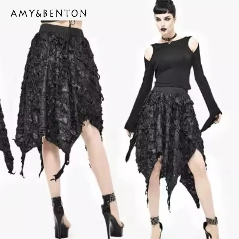 

Gothic Dark Punk Asymmetric Women's Skirt Original Design 2025 Summer New Sweet Cool Sexy Versatile Mid-Length Skirts Ladies