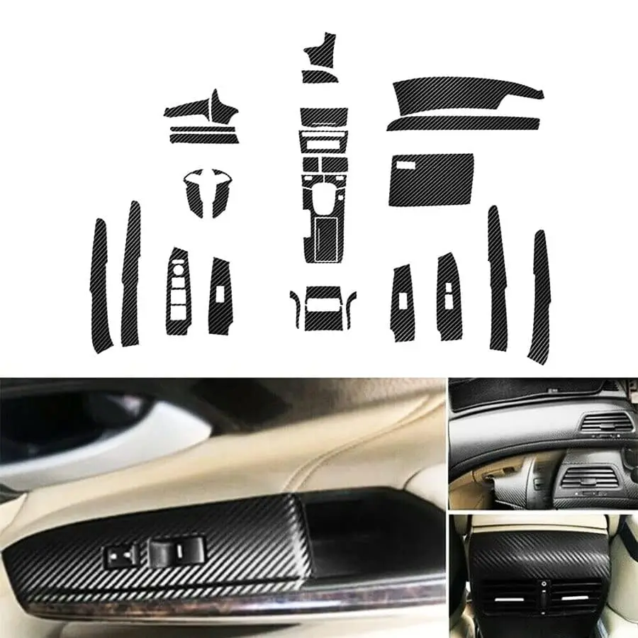 For 2008-12 Honda Accord Interior Trim Kit PVC Stickers Matte Carbon Fiber Style