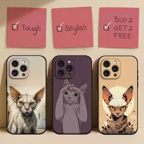 Coque de téléphone chat sphinx pour IPhone 17 16 12 Mini 6s XS X 7 8 SE 15 Pro Max 16 Pro 11 Pro Max XR 14 13 Pro noir