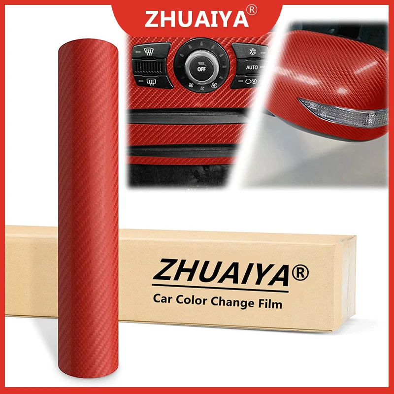 Car Color Change Film RED 4D Carbon Fiber Semi Gloss Shiny Vinyl Wrap Sticker Decal Car Auto Vehicle Motorcycle Film