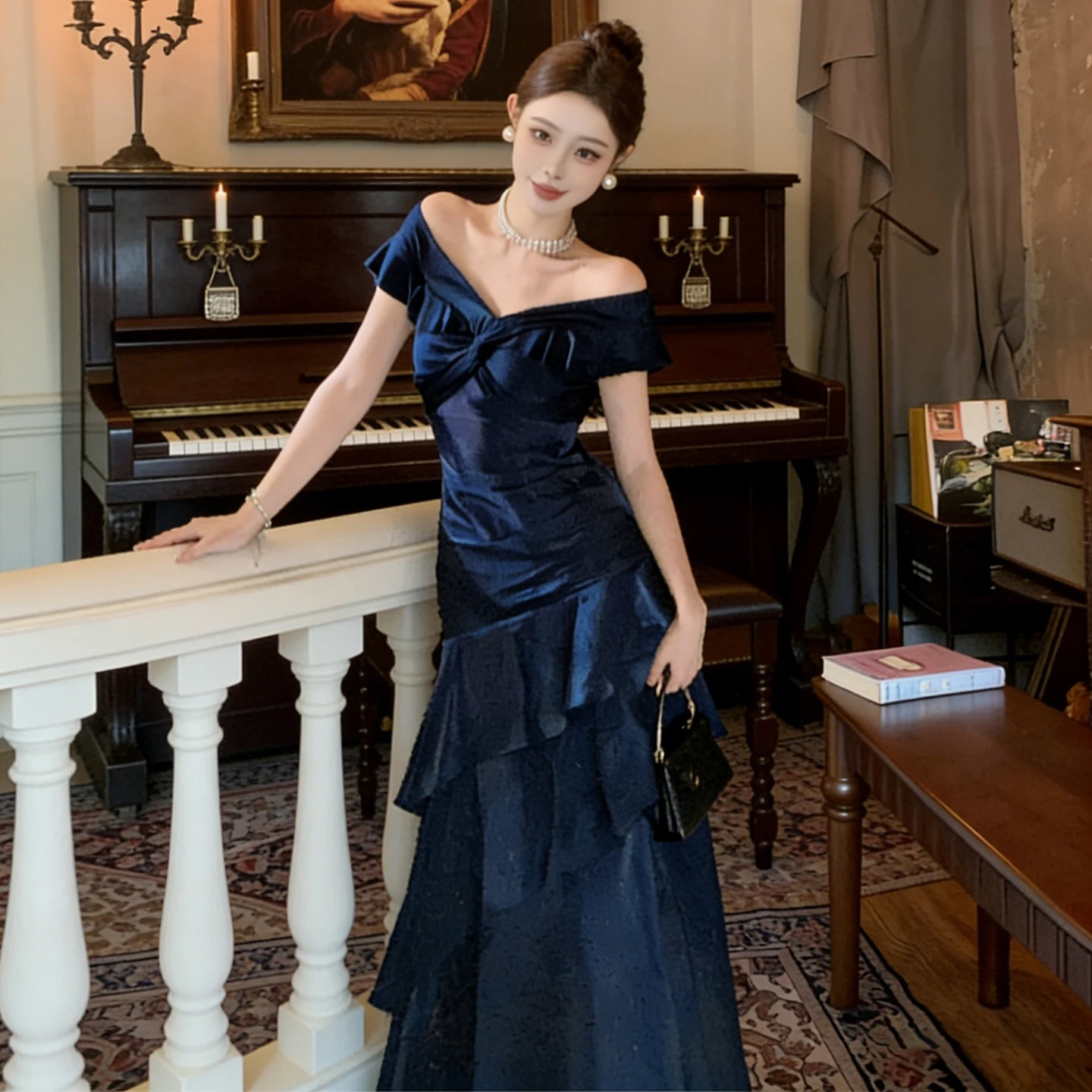 

Ele одно плечо Fi-Tail Dr Роскошная французская юбка-миди со средней талией и боковой молнией для женщин 8–24 лет