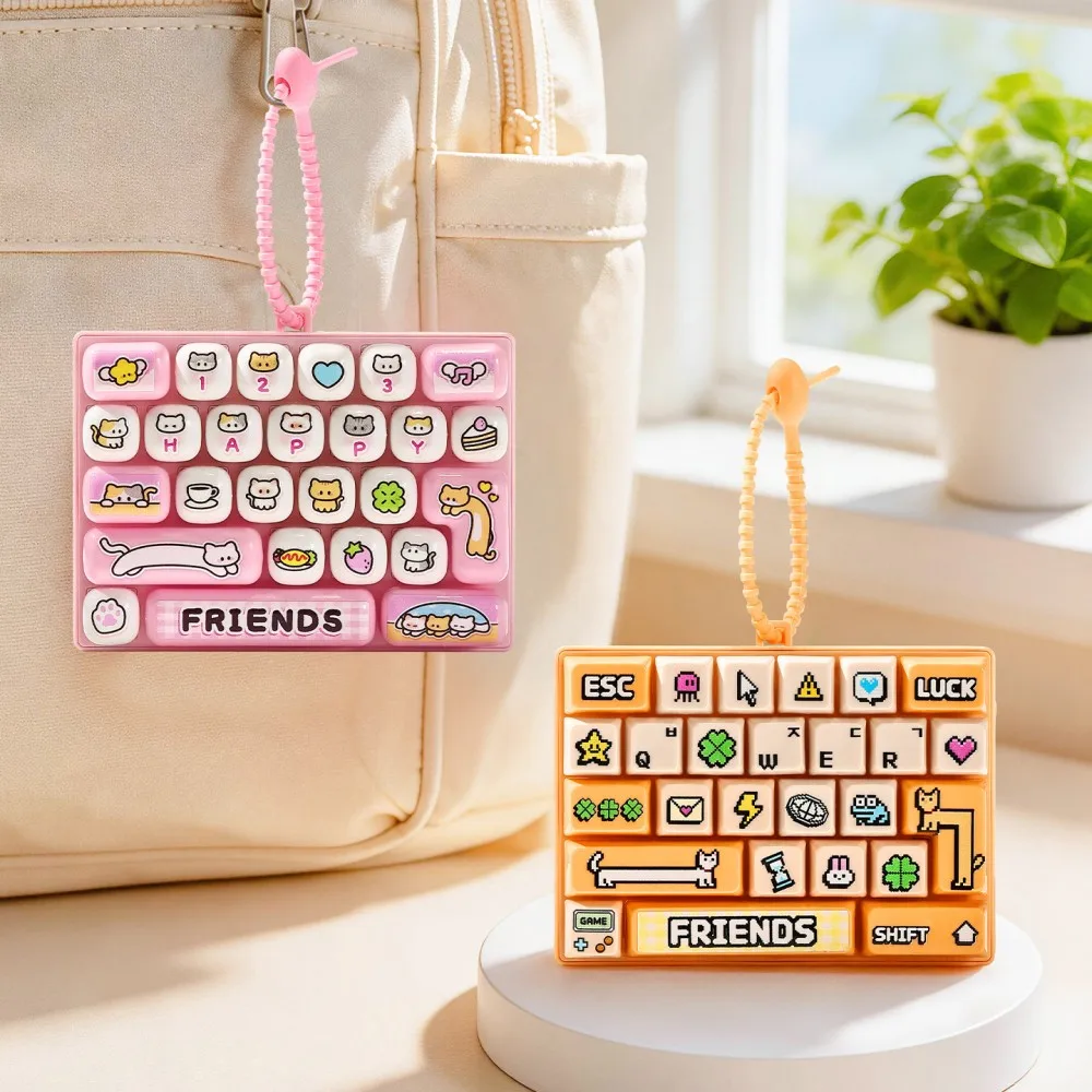 Animal Pattern Keyboard Clicker Keychain Stress Relief Bag Pendant Desktop Decor Couple Gift Backpack Ornament