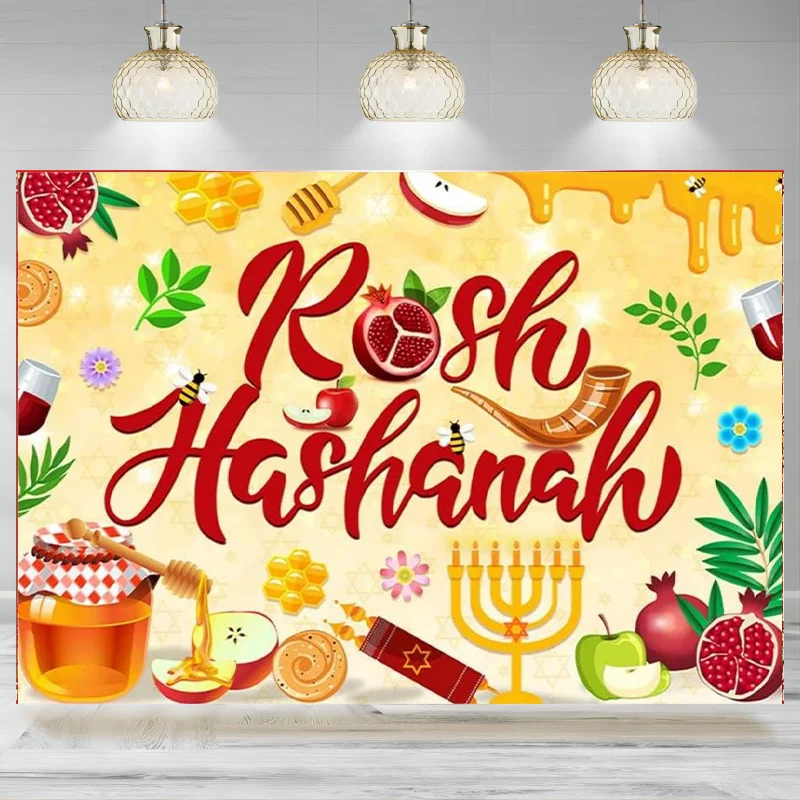 Rosh Hashanah Backdrop Jewish Party New Year Decoration Photographic Background Shana Tova Banner Photo Banner Party