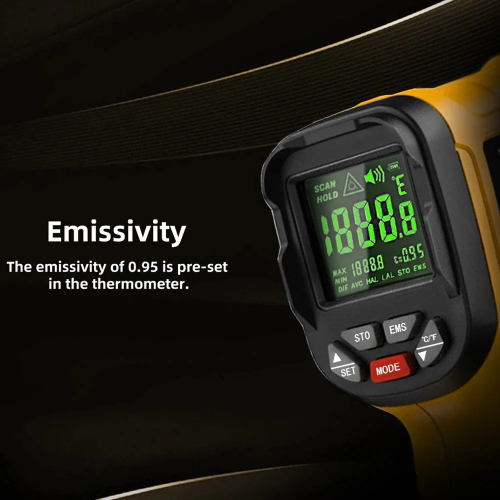 BSIDE Infrared Thermometer -50~530/1400C Professional Digital IR-LCD Temperature Meter Non-contact Laser Thermometers Pyrometer